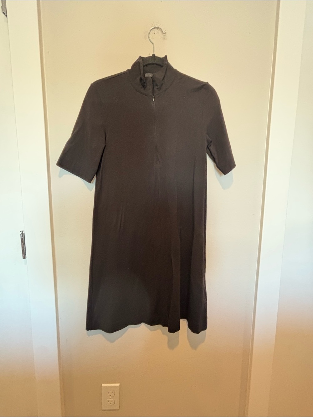 ATM Anthony Thomas Melillo Black Short-Sleeve Zip-Front Mini Dress